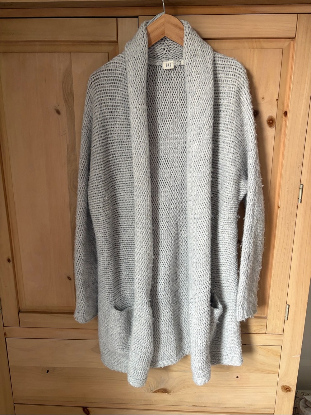GAP Light Gray Open Cardigan with Front Pockets